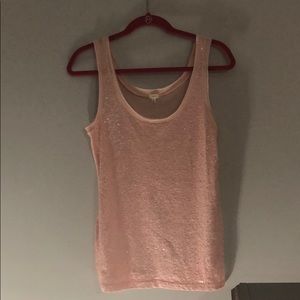 JCrew pale pink sequin Tank jersey cotton back S